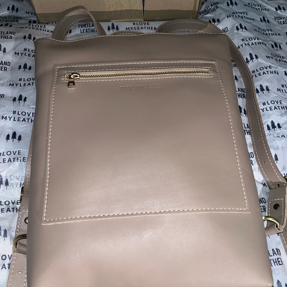 Portland Leather Goods laptop backpack in Stone